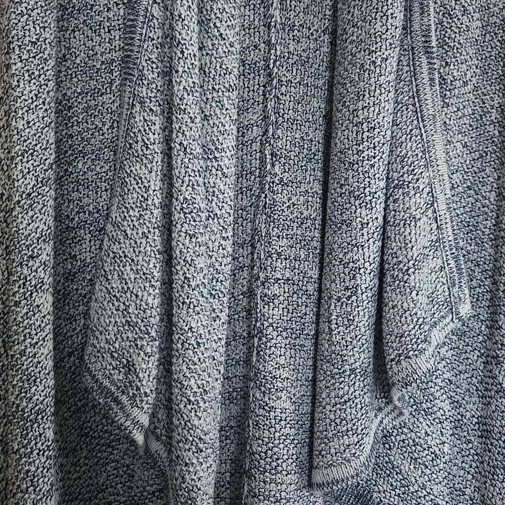 NWT Olive + Oak Blue & White Marled Open Front Draped Vest Cardigan XS - Picture 2 of 10